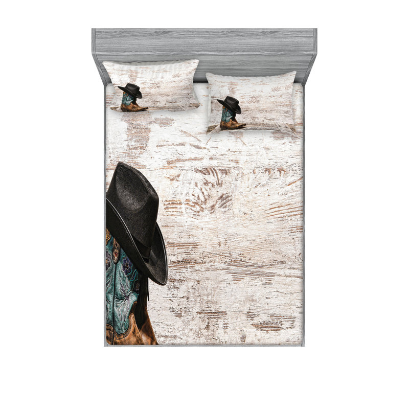 Drap-housse et coussin décoratif Ambesonne Western noir et brun, Cal King Sheet Set + 5 Additional Pieces