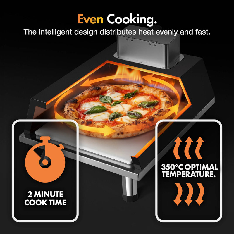 VonHaus Powder Coated Steel Free Standing Wood Pellets Pizza Oven