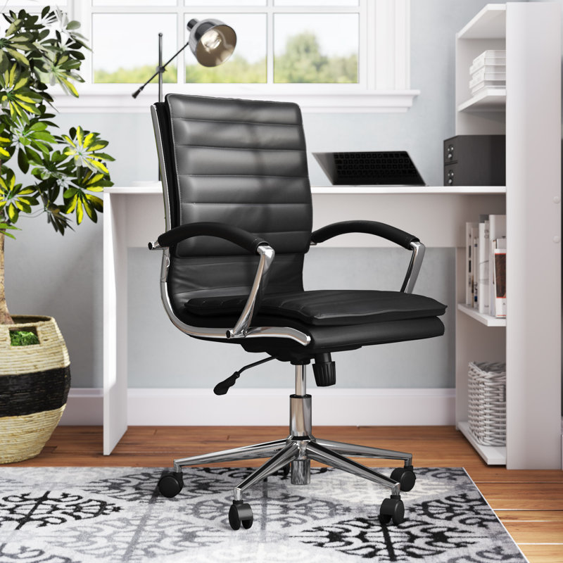 Mid Back Manager's Faux Leather Chair, Black