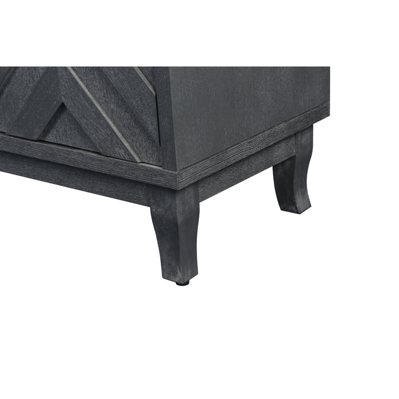 Armoire à 4 portes de style rétro avec finition laquée, Gris foncé antique