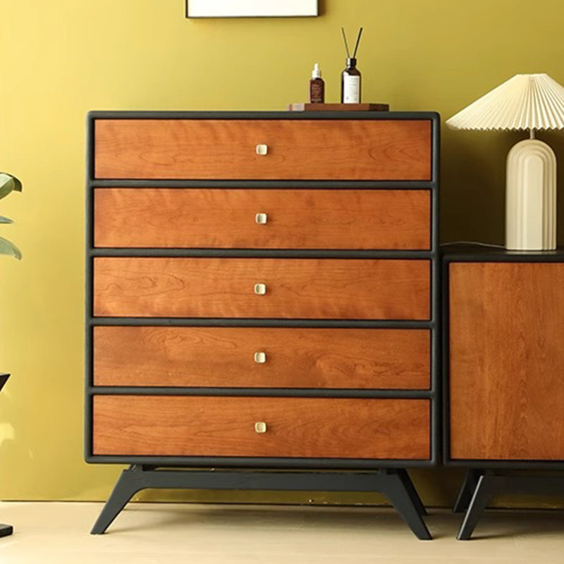 All solid wood retro simple five-bucket locker