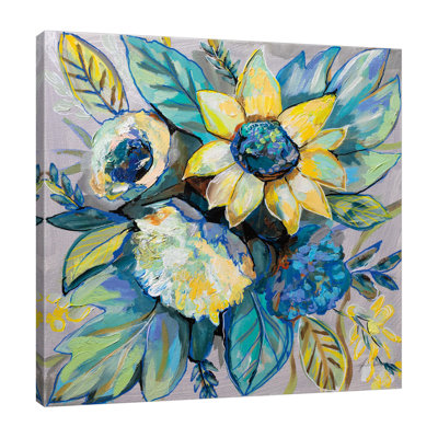 " Sage And Sunflowers I " by Jeanette Vertentes Painting Print