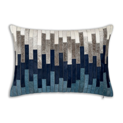 Cloud9 Navy Hairon Hide Decorative Pillow – Luxe Textured Accent Cushion