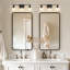 25 In. 3-Light Black Vanity Light With Clear Globe Glass Shades For Bathroom, Mirror, Powder Room