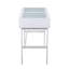 Console contemporaine en bois blanc, acier blanc et plateau en verre-456120486