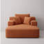Très grand canapé-lit en velours côtelé sans cadre avec 6 coussins et poches de rangement, orange