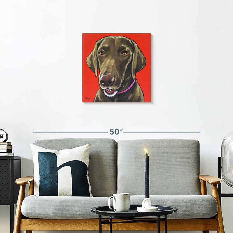 Brampt Chocolate Lab On Orange, 20" H x 20" W