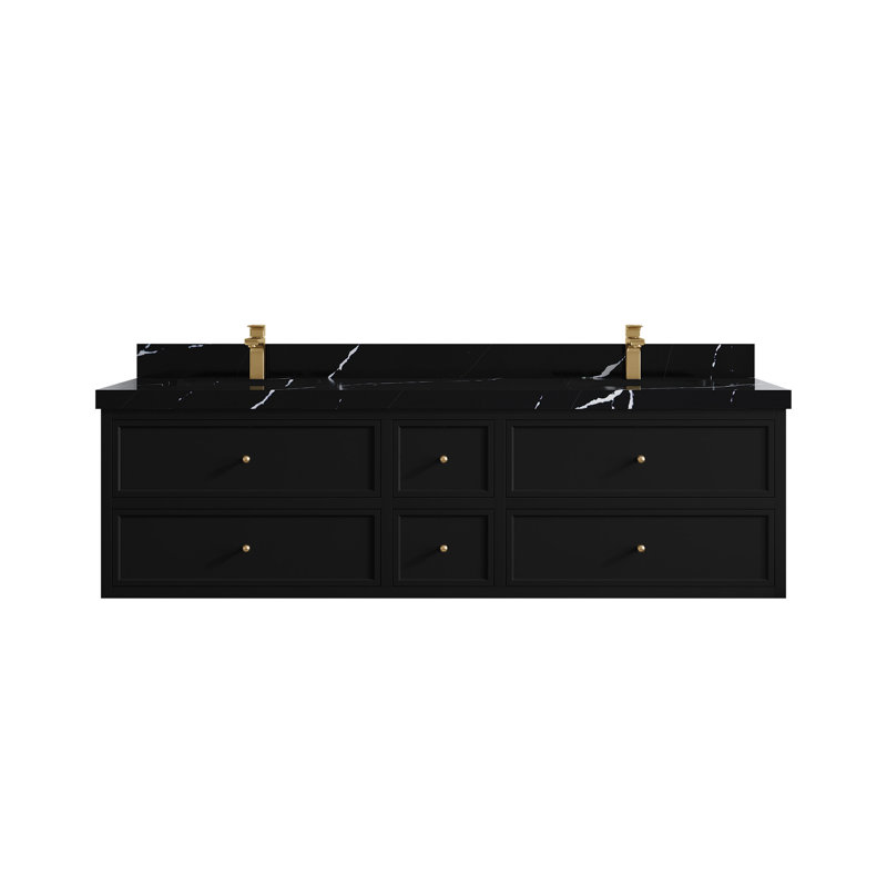 Meuble-lavabo double 72 po Roswell, Noir Calacatta