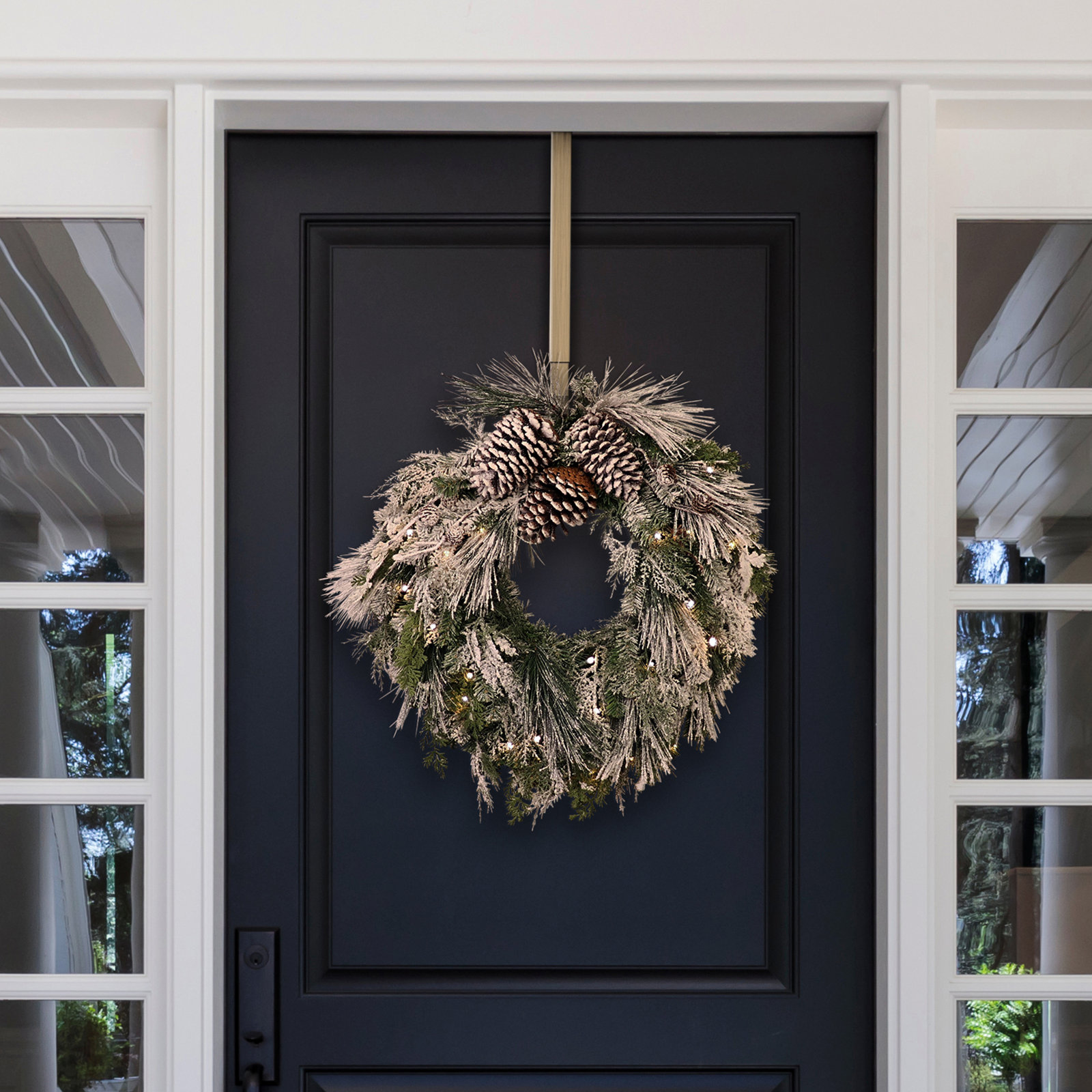 24'' Faux Pine Lighted Wreath