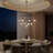 9-Light Adjustable Mid-Century Modern Chandelier, Black Metal Industrial Pendant Light With Glass Shades For Dining Room, Kitchen Island, Entryway, Bedroom-965990871-965990869-965990870