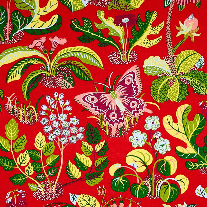Tissu papillon exotique, Rouge