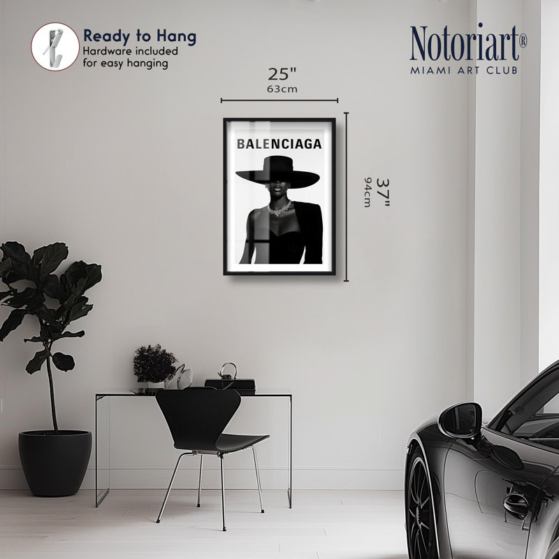 Designer Shadowbox Print Fashion Art Prints by Notoriart, Black Frame, 25 x 37, 37" H x 25" W, Black