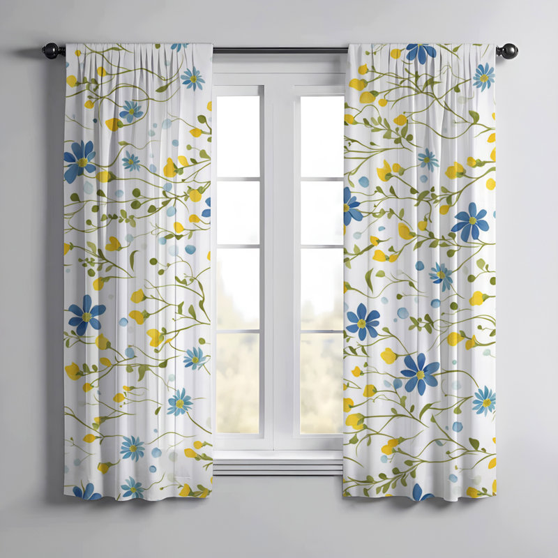 Paire de rideaux semi-transparents en polyester Saraly, L 40 po x L 52 po