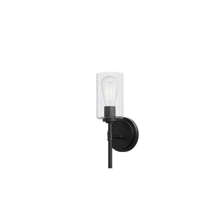 Wexton 1-Light 5.81” Wide Wall Sconce, Clear Bubble, Matte Black