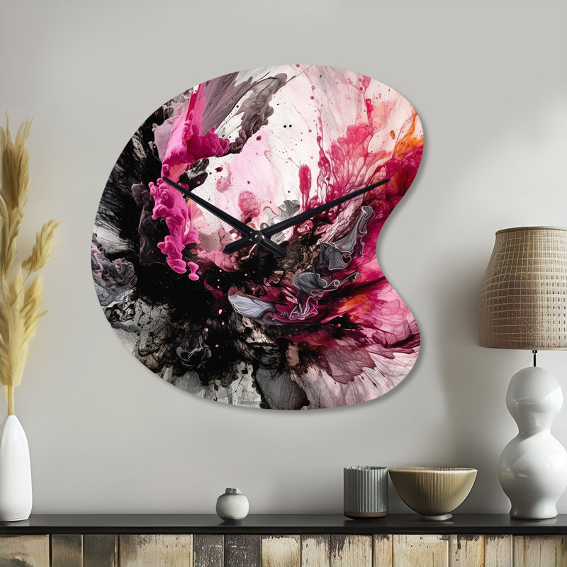 Horloge murale en métal noir or et marbre Splash V - forme irrégulière, Grand