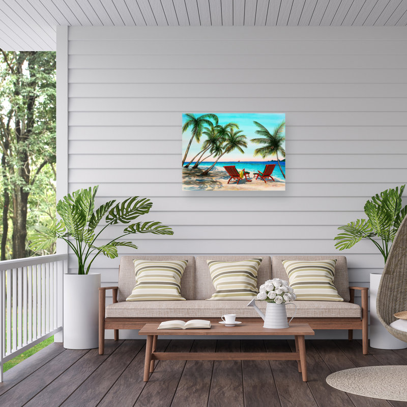 Toile d'extérieur «Tropical Holiday» par Patrick Sullivan, H 14 po x l 19 po x P 1,5 po