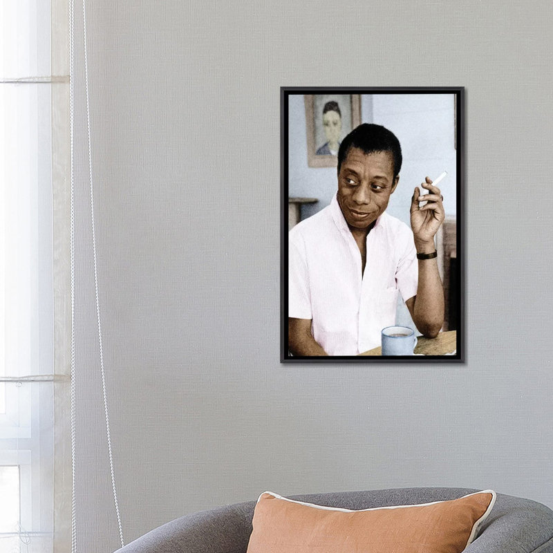 James Baldwin (1924-1987) par Granger-impression, Pas de tapis, H 26 po x l 18 po x 1,5 po, Toile avec cadre noir patiné