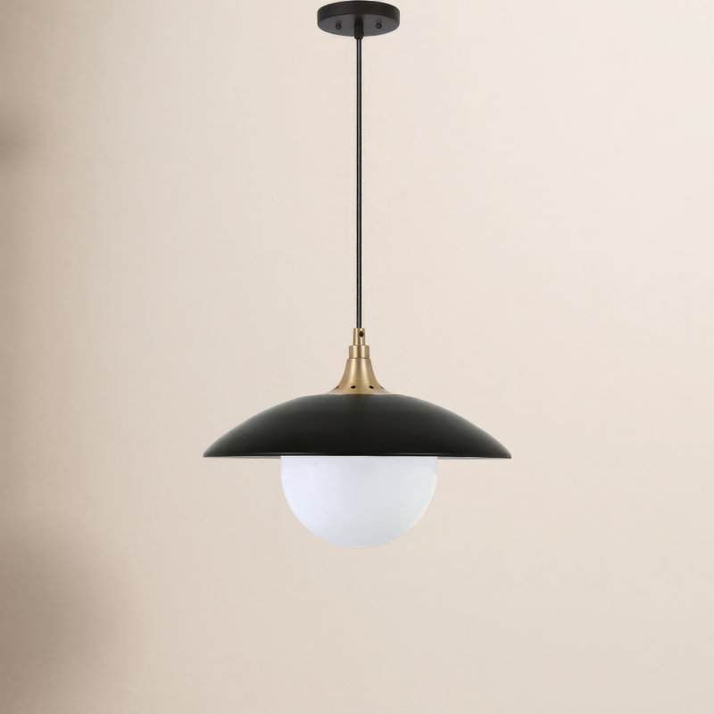 Morine 1 - Light Single Pendant, Matte Black/Brass, White