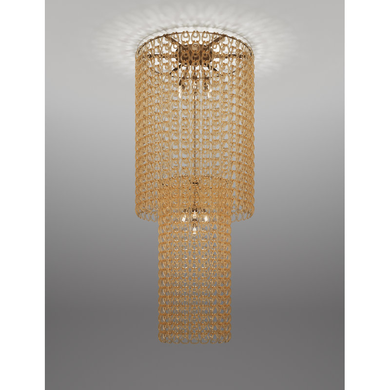 Giogali Ceiling Lamp Ca2 Crystal Smoky Glossy Chrome E26 Ul, Crystal Amber, Matte Bronze