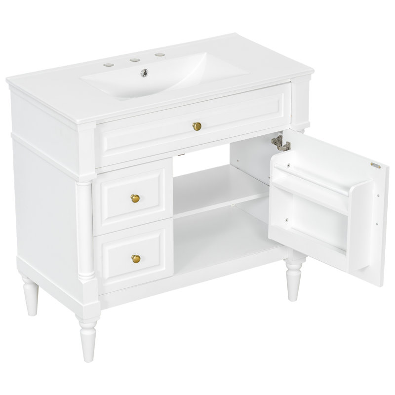 Meuble-lavabo de salle de bain avec lavabo, Black