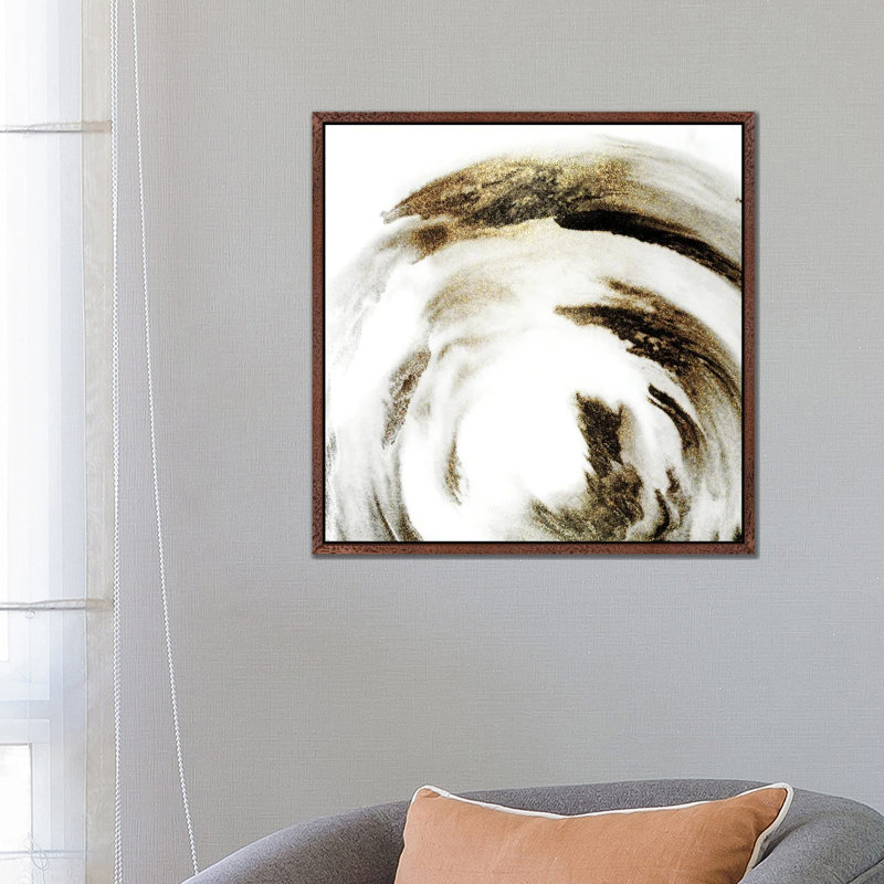 Smeared Circle I by Kimberly Allen - Print on Canvas, Brown Floater Frame, 66.04 cm H x 66.04 cm W