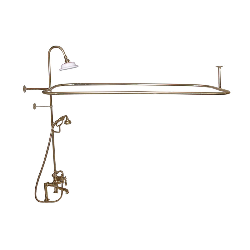 Garniture de robinet de baignoire à fixation sur plateau à poignée triple avec inverseur et douche à main à pattes