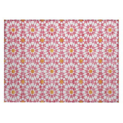 Washable Floral Indoor / Outdoor Rug