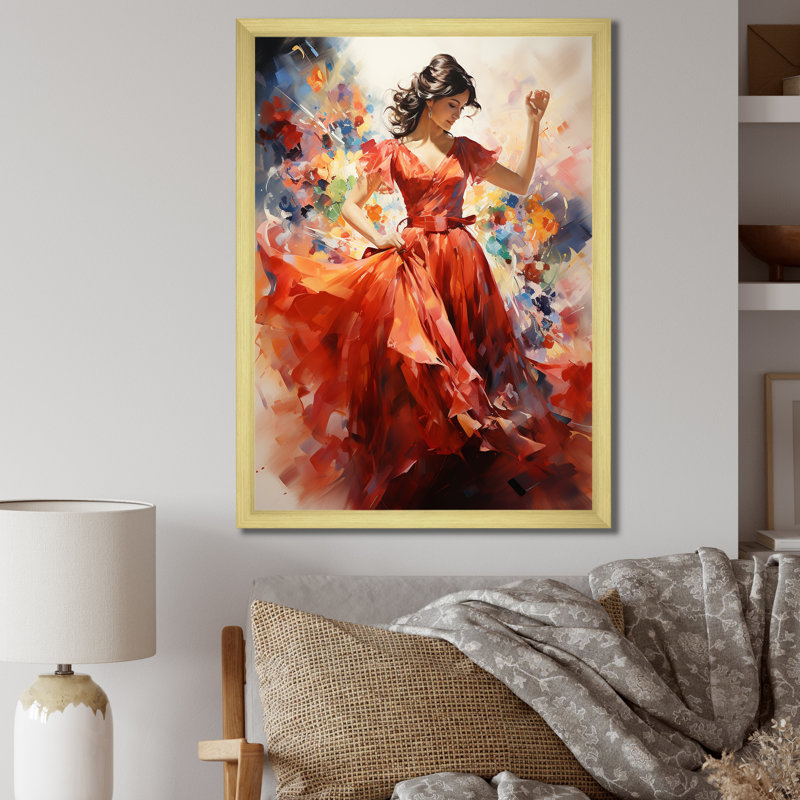 Mainab corail beige Mexique Fiesta Celebration Winab sur toile, H 32 po x l 16 po x P 1 po, Cadre doré simple