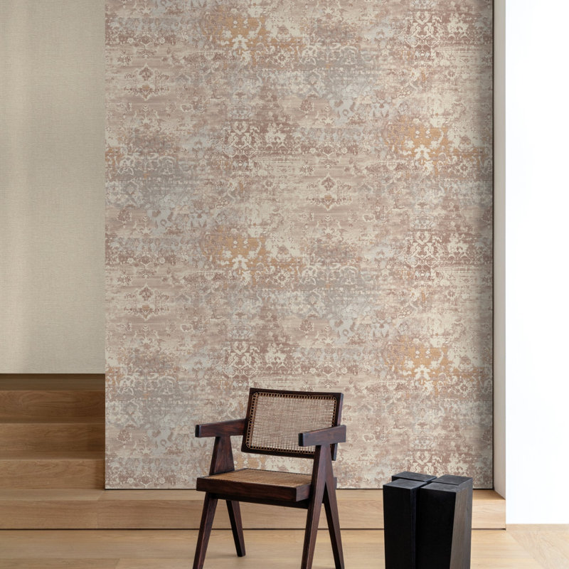 Concept Collection Worn Tapistry Double Width 42-inches Wide Wallpaper Roll, Taupe