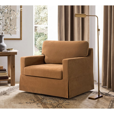 Cario 44"W Farmhouse Slipcovered Oversized Armchair