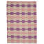 Tapis à motif géométrique en laine tissé à plat à la main et à plat Gunne - mauve / rose / beige
