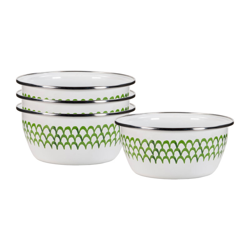 Set of 4 Green Scallop Salad Bowls