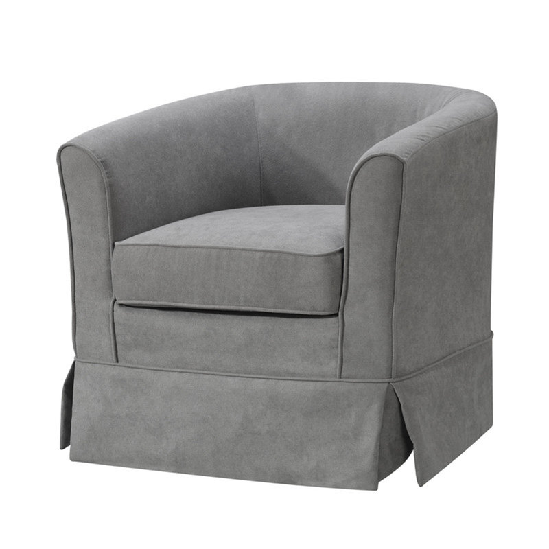 Ailen Swivel Barrel Chair, Light Gray Fabric