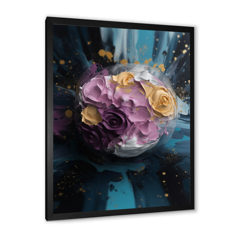 Aon - harmonies fluides mauves et bleues - impression, Cadre photo noir, H 20 po x l 12 po x P 1 po