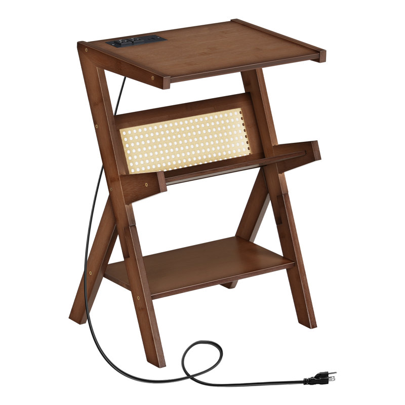 Table d'appoint pour canapé, table de bout avec station de charge