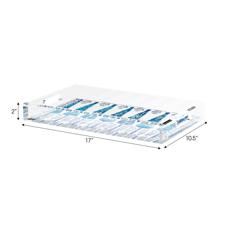 Topkapi Garden Acrylic Rectangle Decorative Tray, 17"W x 10.5"D x 2"H