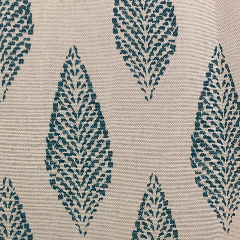 Large Leafs Linen Blend Floral Indoor / Outdoor Pillow Cover & Insert, 24" x 24", Beige, Blue