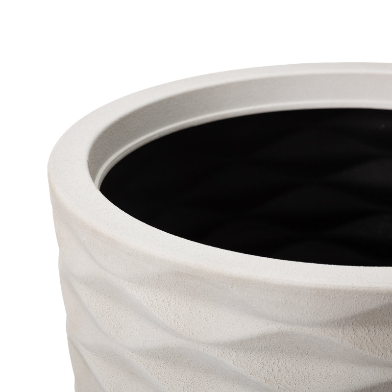 Set of 2 White Faux Ceramic Tall Floor Planters