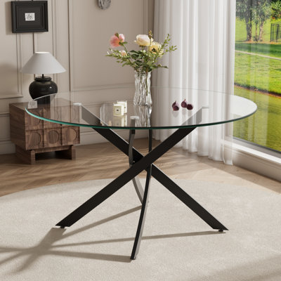 Round Pedestal Glass Dining Table