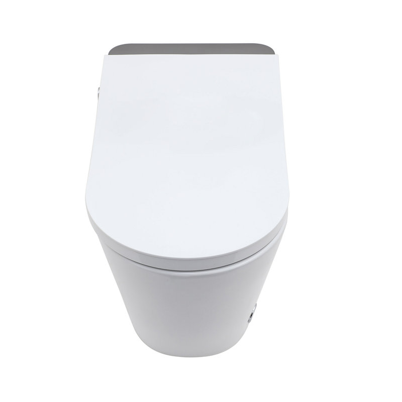 Toilette intelligente avec bidet intégré, ouverture et fermeture automatiques, siège chauffant allongé, capteur de pied encastré, affichage DEL, lavage à l'eau chaude, sécheuse, veilleuse