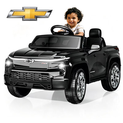 Licenced Chevrolet Silverado Style Kids Electric Ride On Car with Remote Control, 24V Dual Motor Truck with LED Lights and MP3 Music