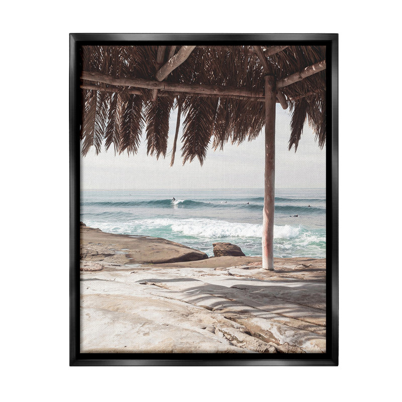 "Tropical Beach Canopy" par Sissi et Seb sur toile, Cadre flottant noir de jais, H 31 po x l 25 po