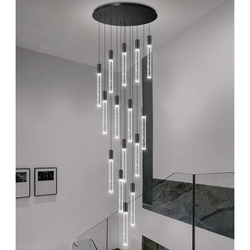 Luminaire suspendu à DEL pour îlot de cuisine à intensité variable, Noir mat, 15, H 118 po x l 19,7 po x P 19,7 po