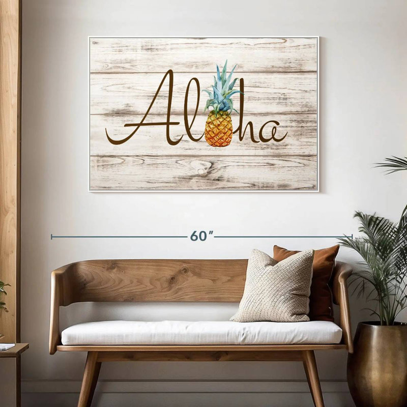 Aloha ananas, Cadre flottant blanc, 46 po x 31 po