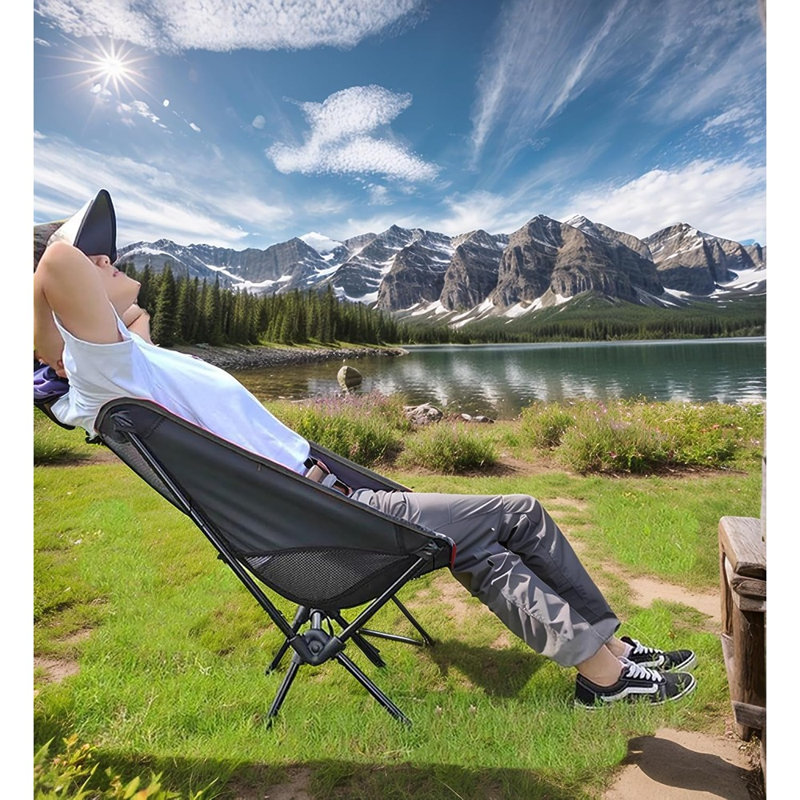 Portable Camping Chair Lightweight Foldable Outdoor Chair For Hiking Camp Backpacking Lawn Beach Fishing Picnic With Carry Bag (black)
