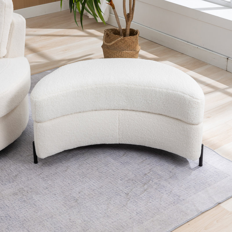 Achorn 32.8" W Upholstered Storage Ottoman, Ivory Boucle Fabric
