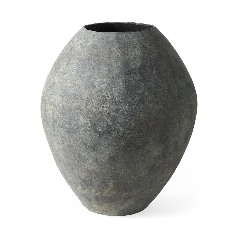 Vase de plancher en céramique Aisling, H 27,6 po x l 23,4 po x P 23,4 po, Gris