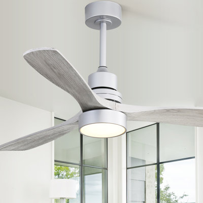 Kemp 52" 3 - Blade LED Modern Classic Ceiling Fan with Remote Control and Light Kit Included