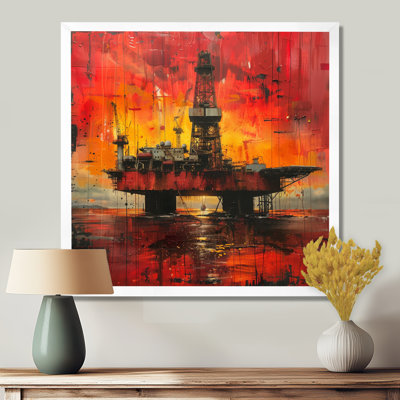 Red Orange Oil Rig Seafloor Rebellion I - salon d'art mural