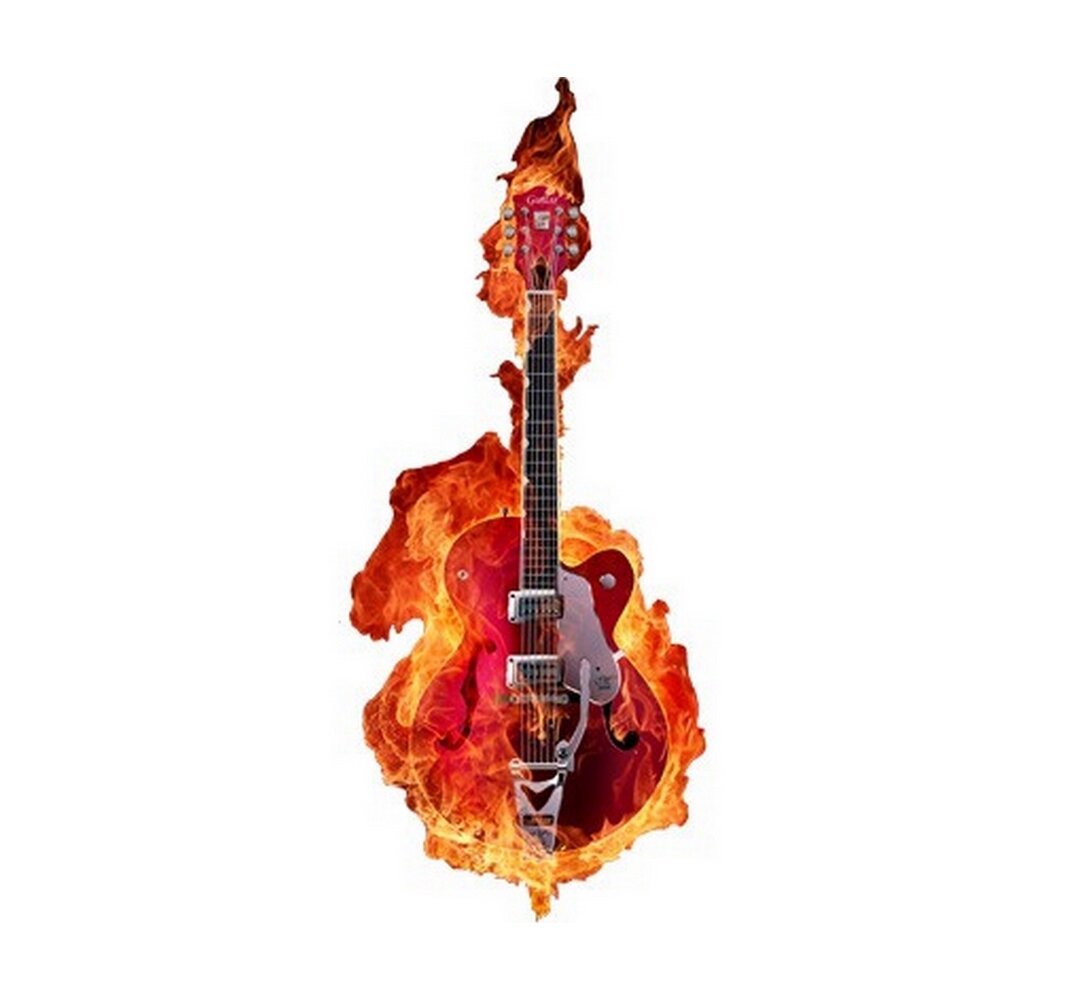 Wandtattoo Gitarre in Flammen